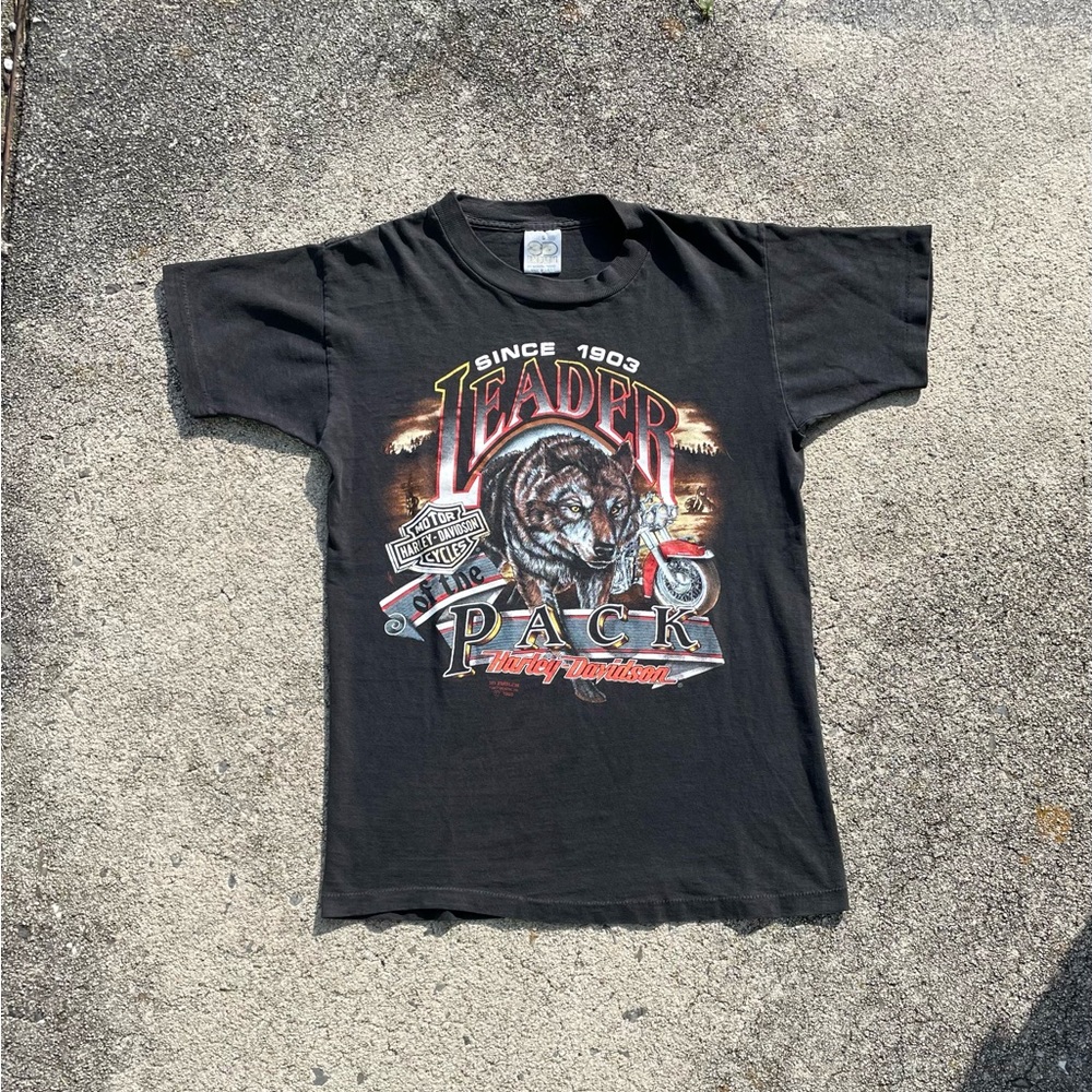 Vintage 1990 3D Emblem Harley Davidson Single Stitch Shirt Leader Of The Pack